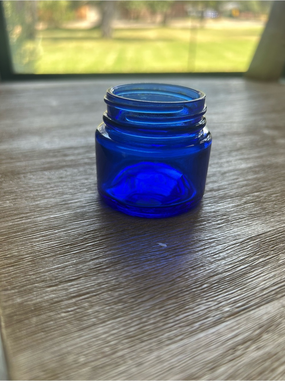 Antique Cobalt Blue Glass Noxzema Apothecary Jar - Great for ring earrings small - Picture 5 of 10